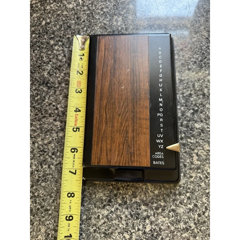 Vintage Bates List Finder Flip Up Address Phone Book Metal Brown Used
